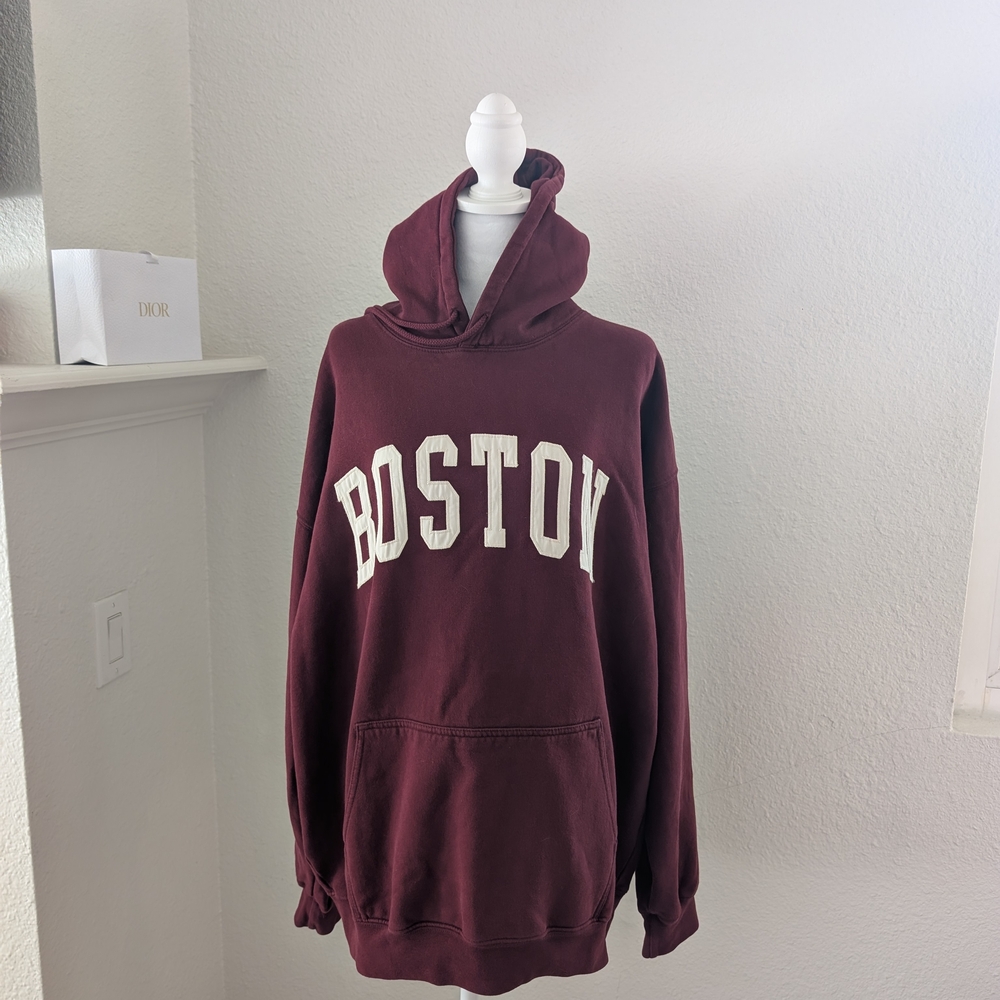 Brandy Melville Burgundy Boston Hoodie